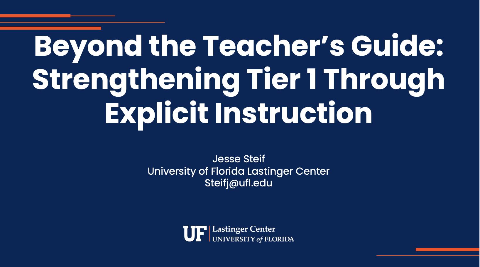 Beyond the Teacher's Guide: Strengthening Tier 1 Through Explicit Instruction